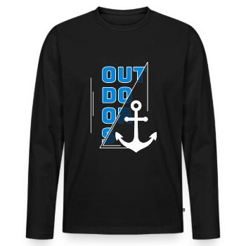 Au bord de la mer - T-shirt manches longues Premium bio Homme - noir - Devant - Nico (187cm)