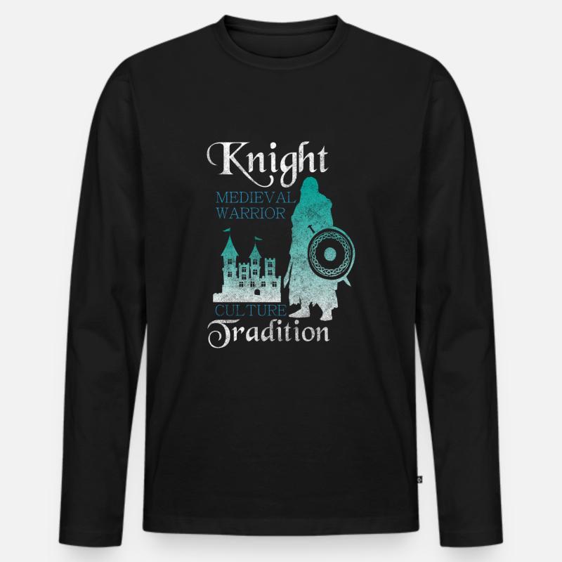 Schwert Drache Ritterlichkeit Adel - Männer Premium Bio Langarmshirt - Schwarz