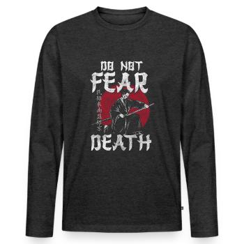 Samurai Schwert Mut Ronin - Männer Premium Bio Langarmshirt - Anthrazit meliert - Vorne - Nico (187cm)