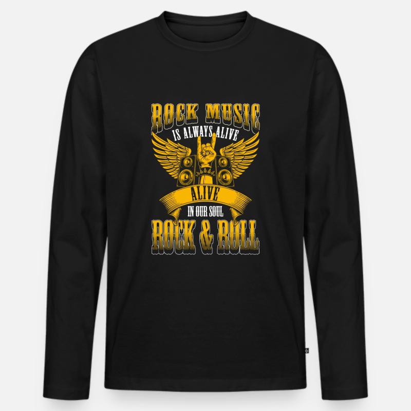 Rock Sänger - Männer Premium Bio Langarmshirt - Schwarz