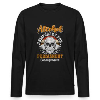 Alcool Non Merci Boire la vie - T-shirt manches longues Premium bio Homme - noir - Devant - Nico (187cm)