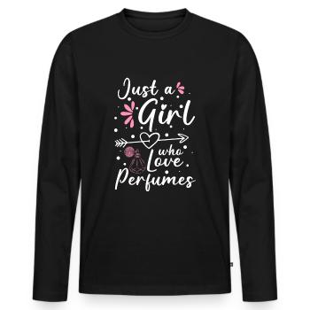 parfum odeur parfumerie luxe - T-shirt manches longues Premium bio Homme - noir - Devant - Nico (187cm)
