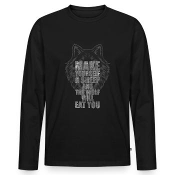 Wölfe Hund Grauer Wolf - Männer Premium Bio Langarmshirt - Schwarz - Vorne - Nico (187cm)