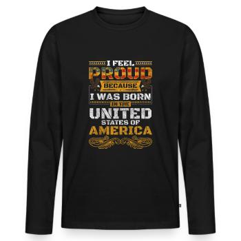 Puissance mondiale militaire des États-Unis - T-shirt manches longues Premium bio Homme - noir - Devant - Nico (187cm)