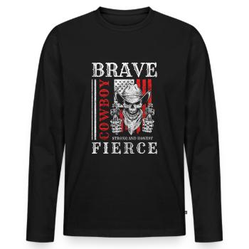 Bandits d’Amérique de l’Ouest Cool - T-shirt manches longues Premium bio Homme - noir - Devant - Nico (187cm)