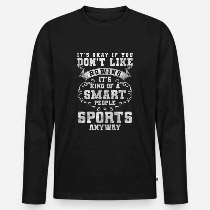 Ruderer Sport Körper Fitnessstudio - Männer Premium Bio Langarmshirt - Schwarz