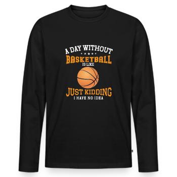 Basketball Spruch Motiv I Basketballer - Männer Premium Bio Langarmshirt - Schwarz - Vorne - Nico (187cm)