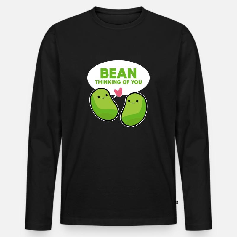 BEAN Think Vegetable Lovers Gift - Men's Premium Organic Long Sleeve Shirt - black