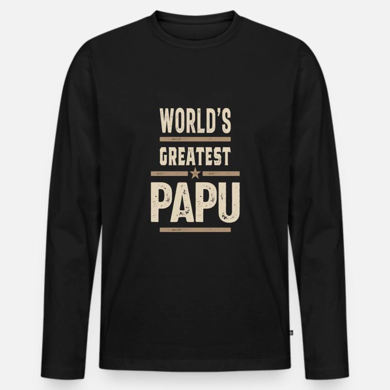 Größter Papu - Männer Premium Bio Langarmshirt - Schwarz
