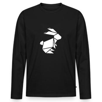 lièvre origami - T-shirt manches longues Premium bio Homme - noir - Devant - Nico (187cm)