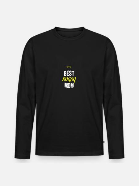Distressed - BEST RUGBY MOM - Men's Premium Organic Long Sleeve Shirt - black