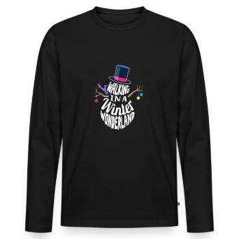 Walking in a winter wonderland snowman - Men's Premium Organic Long Sleeve Shirt - black - Front - Nico (187cm)