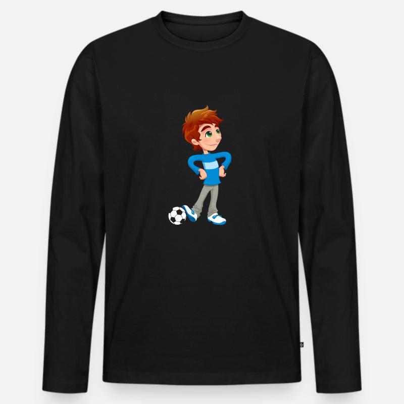 Boy Soccer Player - Männer Premium Bio Langarmshirt - Schwarz