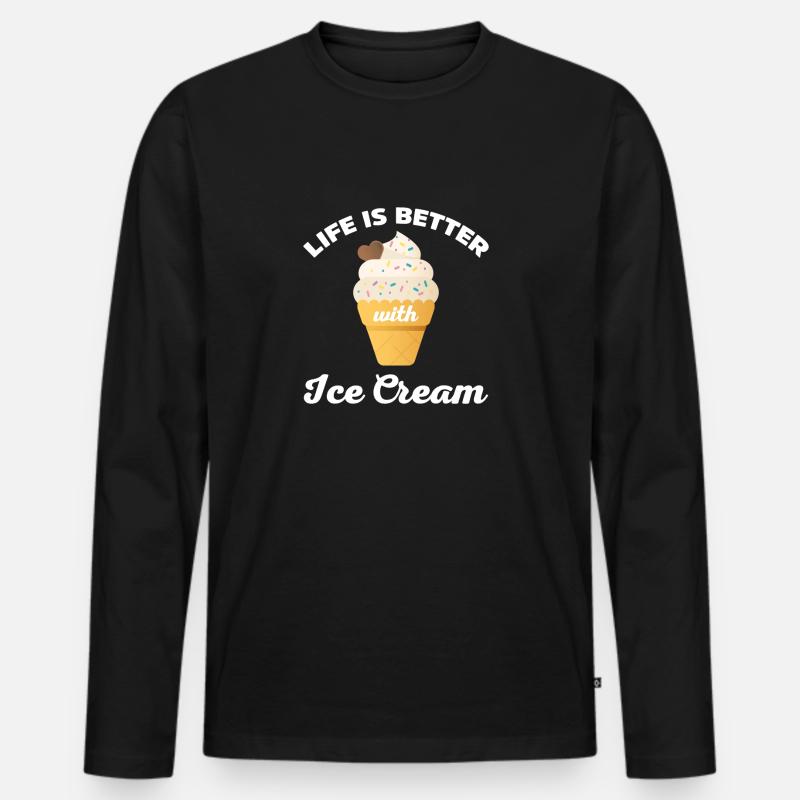 Besser mit Eis - Männer Premium Bio Langarmshirt - Schwarz