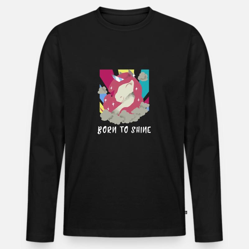 Born To Shine Einhorn Geschenk - Männer Premium Bio Langarmshirt - Schwarz