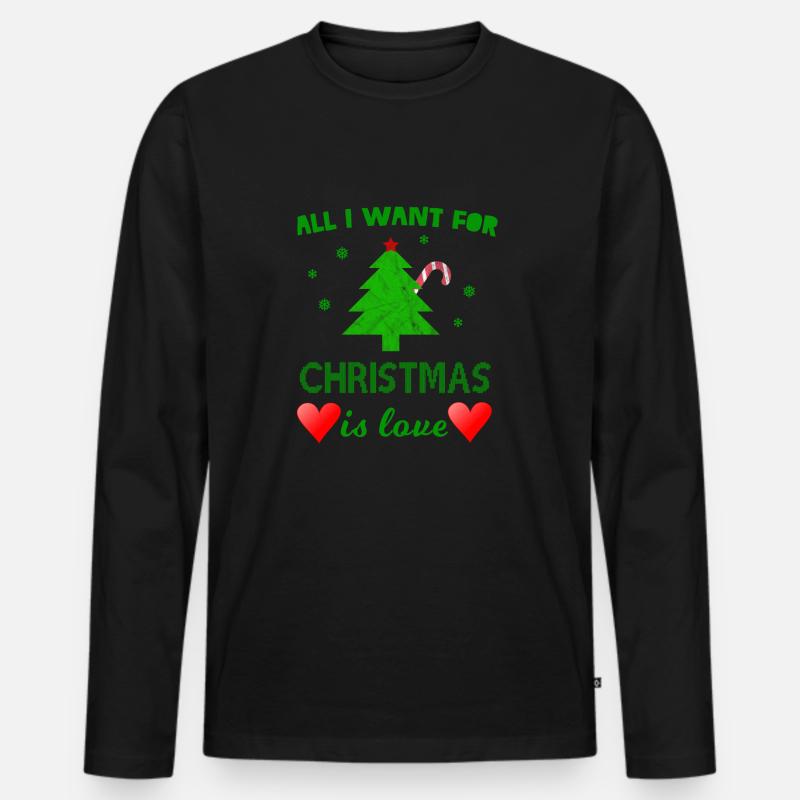 Weihnachten Liebe - Geschenk - Männer Premium Bio Langarmshirt - Schwarz