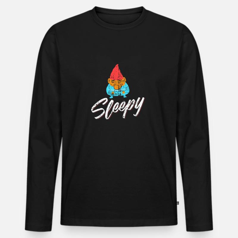 Sleepy Dwarf Distressed - Männer Premium Bio Langarmshirt - Schwarz