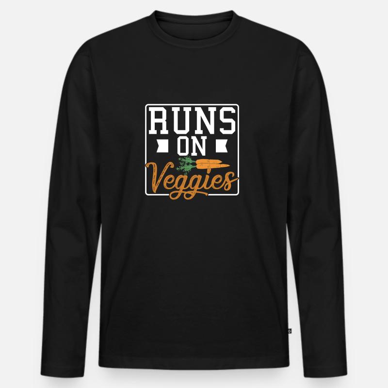 Runs on Veggies - Männer Premium Bio Langarmshirt - Schwarz