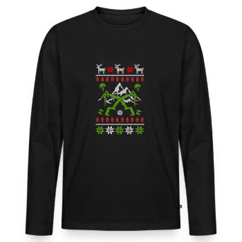 Climbing bouldering Ugly Christmas - Men's Premium Organic Long Sleeve Shirt - black - Front - Nico (187cm)