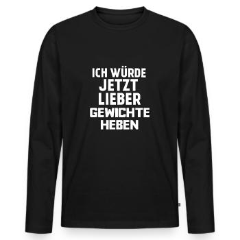 GEWICHTE HEBEN - Männer Premium Bio Langarmshirt - Schwarz - Vorne - Nico (187cm)