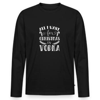 Tout ce que je veux pour Noël est Vodka Funny Xmas Song - T-shirt manches longues Premium bio Homme - noir - Devant - Nico (187cm)