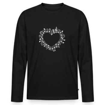 coeur de partition - T-shirt manches longues Premium bio Homme - noir - Devant - Nico (187cm)