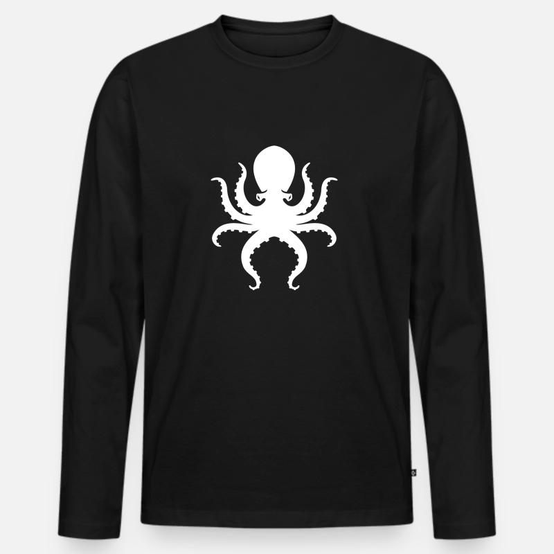 Oktopus - Männer Premium Bio Langarmshirt - Schwarz
