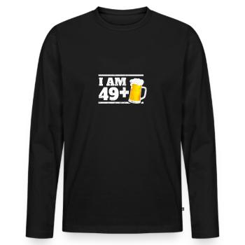 Lustiges Geschenk zum 50. Geburtstag 49+1 Bier Fun - Männer Premium Bio Langarmshirt - Schwarz - Vorne - Nico (187cm)