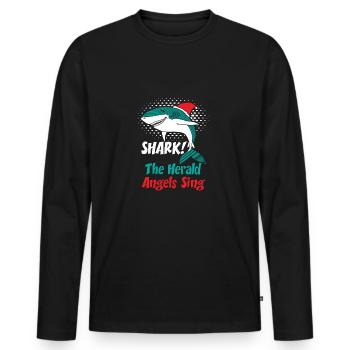 Shark the Herald Angels Christmas present - Men's Premium Organic Long Sleeve Shirt - black - Front - Nico (187cm)