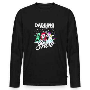 Dabbing Santa Dab Einhorn Alien Weihnachten Gesche - Männer Premium Bio Langarmshirt - Schwarz - Vorne - Nico (187cm)
