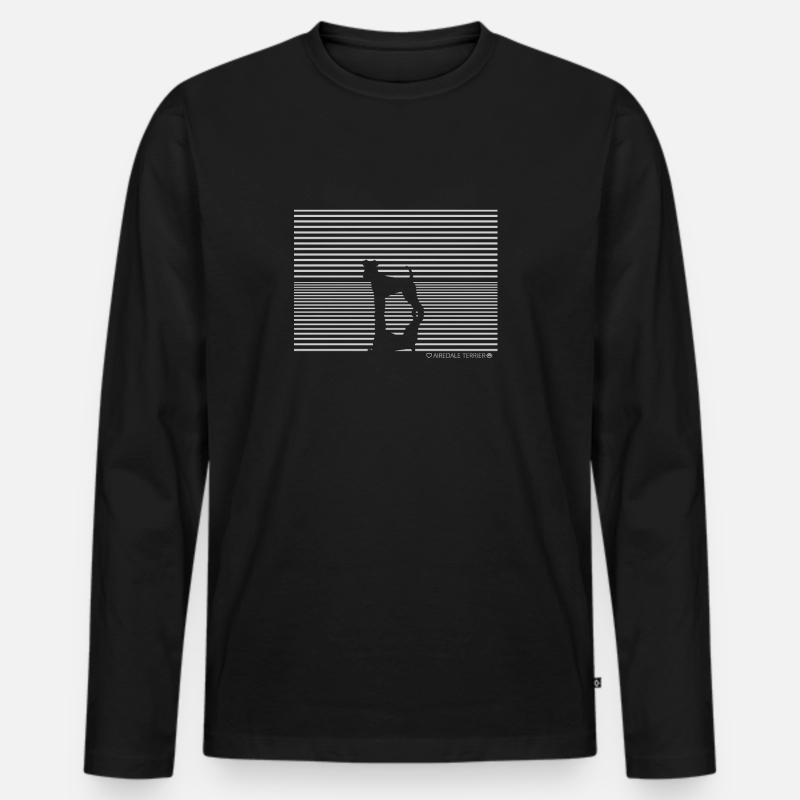 Airedale Terrier Hund T-Shirt Geschenk - Männer Premium Bio Langarmshirt - Schwarz