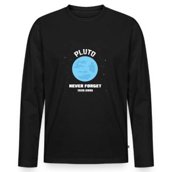 PLUTO NEVER FORGET 1930-2006 - Männer Premium Bio Langarmshirt - Schwarz - Vorne - Nico (187cm)