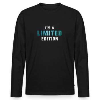Je suis une édition limitée - T-shirt manches longues Premium bio Homme - noir - Devant - Nico (187cm)