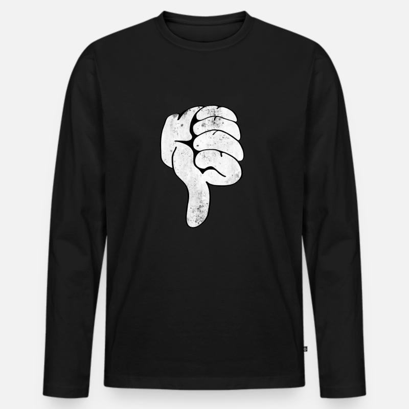 Daumen nach unten - Männer Premium Bio Langarmshirt - Schwarz