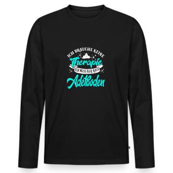 Therapie Adelboden Skifahren Skifahrer Skiresort G - Männer Premium Bio Langarmshirt - Schwarz - Vorne - Nico (187cm)