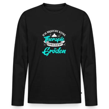 Therapie Gröden Skifahren Skifahrer Skiresort Gesc - Männer Premium Bio Langarmshirt - Schwarz - Vorne - Nico (187cm)