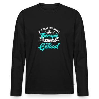 Therapie Gstaad Skifahren Skifahrer Skiresort Gesc - Männer Premium Bio Langarmshirt - Schwarz - Vorne - Nico (187cm)