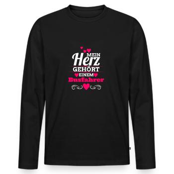 Mein Herz - Busfahrer - Geschenk Shirt - Männer Premium Bio Langarmshirt - Schwarz - Vorne - Nico (187cm)