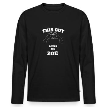 Ce mec aime son cadeau de jour de Valentine de Zoe - T-shirt manches longues Premium bio Homme - noir - Devant - Nico (187cm)