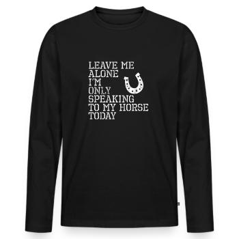 Pferd - Hufeisen - Pferdesprüche - Geschenke - Männer Premium Bio Langarmshirt - Schwarz - Vorne - Nico (187cm)