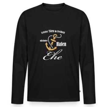 Nächster Hafen Ehe Variante 5 - Männer Premium Bio Langarmshirt - Schwarz - Vorne - Nico (187cm)