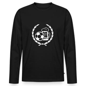 Fußball Bier Lorbeerkranz Geschenk Weltmeister - Männer Premium Bio Langarmshirt - Schwarz - Vorne - Nico (187cm)