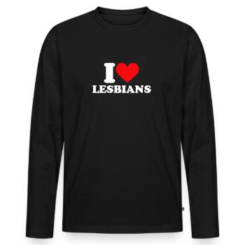 I love Lesbiennes Lesbiennes cadeau - T-shirt manches longues Premium bio Homme - noir - Devant - Nico (187cm)