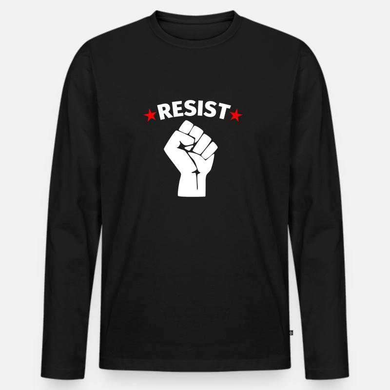 Widerstand Protest Resist - Männer Premium Bio Langarmshirt - Schwarz