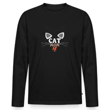 Katzenmutter AF Katzen Geschenk Miau - Männer Premium Bio Langarmshirt - Schwarz - Vorne - Nico (187cm)