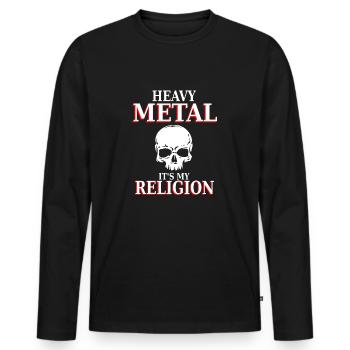 Heavy Metal - C'est ma religion - nation headbang - T-shirt manches longues Premium bio Homme - noir - Devant - Nico (187cm)