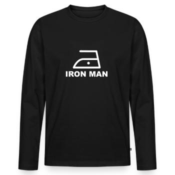 Hausmann Bügeleisen Iron Man - Men's Premium Organic Long Sleeve Shirt - black - Front - Nico (187cm)