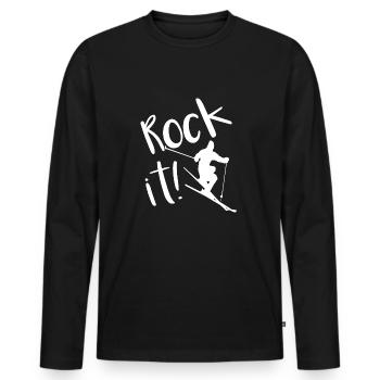 Ski, skieur, ski, vacances de ski - T-shirt manches longues Premium bio Homme - noir - Devant - Nico (187cm)