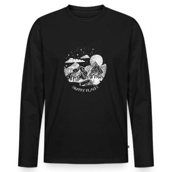 Happy Place Gift Mountain Moon Forest Star Tree - Men's Premium Organic Long Sleeve Shirt - black - Front - Nico (187cm)