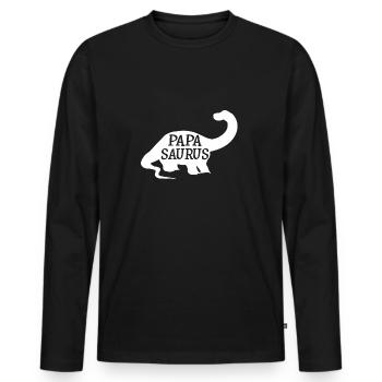 Papasaurus - T-shirt manches longues Premium bio Homme - noir - Devant - Nico (187cm)